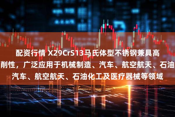 配资行情 X29CrS13马氏体型不锈钢兼具高硬度、耐腐蚀性及易切削性，广泛应用于机械制造、汽车、航空航天、石油化工及医疗器械等领域